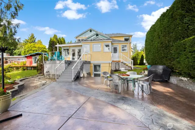 Patios in front of house