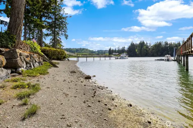 Beach in front of house