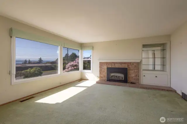 Livingroom with oversiszed windows to let all the natural light in and that VIEW!