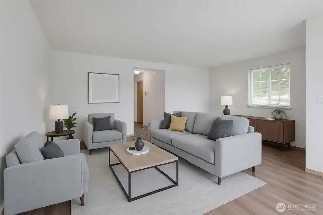 Same Living Room view with another example of furniture placement.
