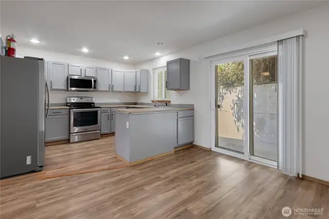 Looking into the Kitchen from the corner of the Dining Area.