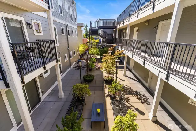 Beautifully landscaped interior courtyard
