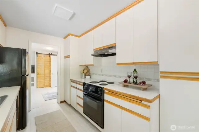 Efficient and clean kitchen space.