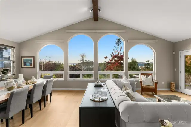 Great room. Automated blinds included