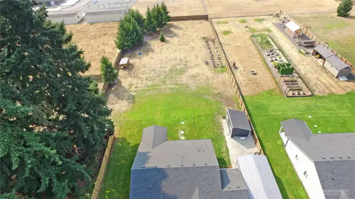 This fully fenced lot is HUGE!