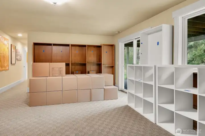 The lower level has 2 (!!) large bonus rooms.  This is room 1 with a slider to the exterior.