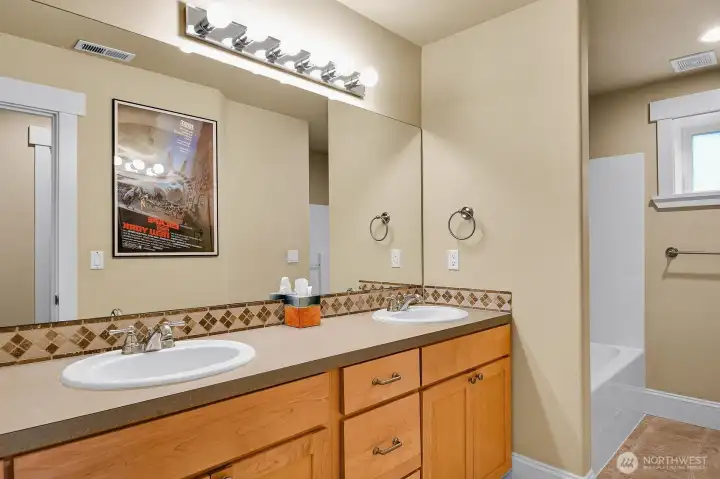This is the 3 bathroom, located on the lower level to service the 2 bedrooms and bonus rooms.