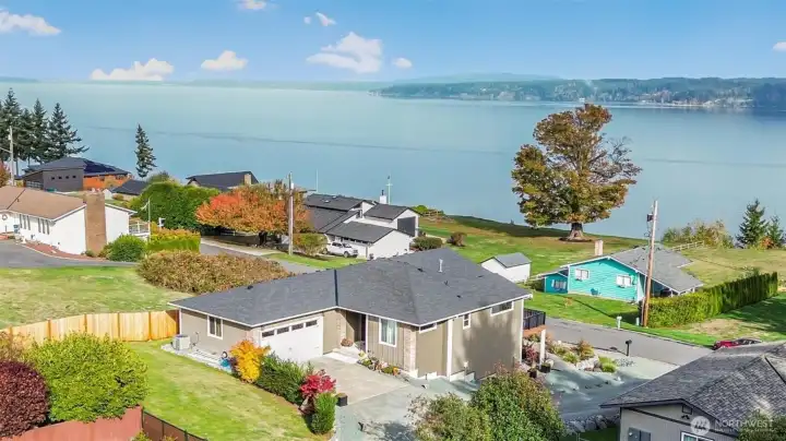 Overlooking Port Susan, complete with mountain views.