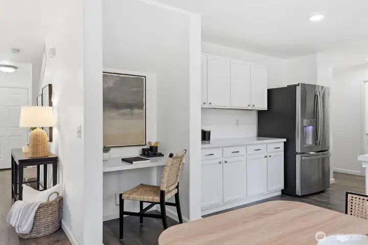 Flexible space for a coffee bar or office nook.