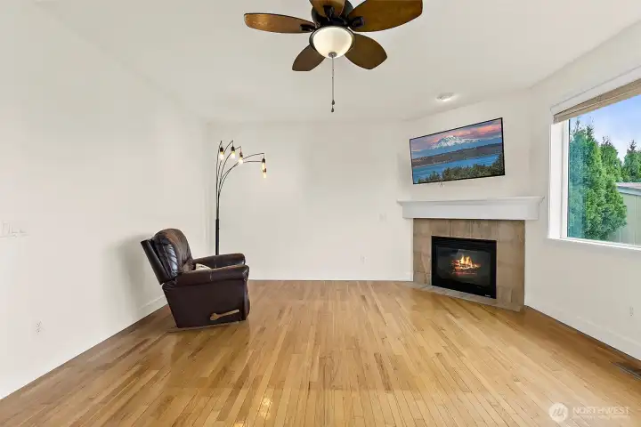 Cozy gas fireplace