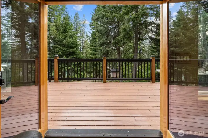 French doors open to the spacious deck
