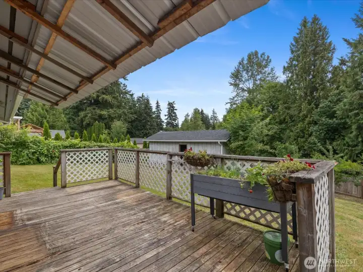 Backyard Deck Just Off the Kitchen Backyard Deck Just Off the Kitchen