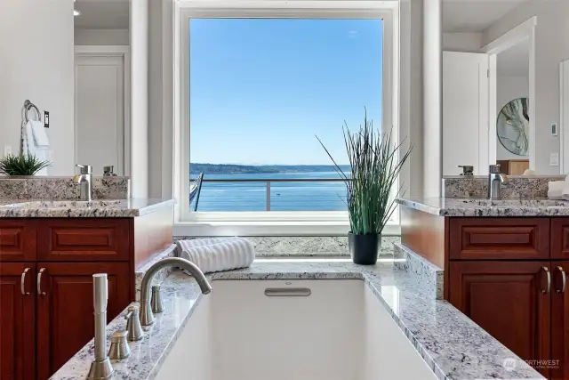 Soak away the days troubles in this deep tub while you let the views carry you away to another place.