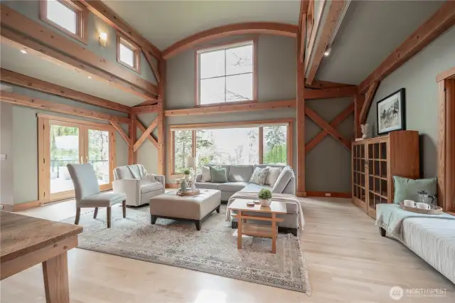 Living Room with Timber Frame
