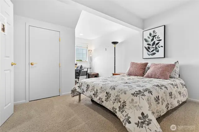Spacious upstairs bedroom with reading nook, extra closet and attached bonus room that would make a perfect nursery, tv room and potentially 3rd bedroom.