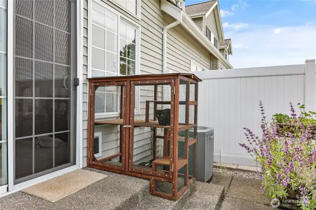 Unique 'catico'! Cat pen on the patio with access via cat door inside the condo
