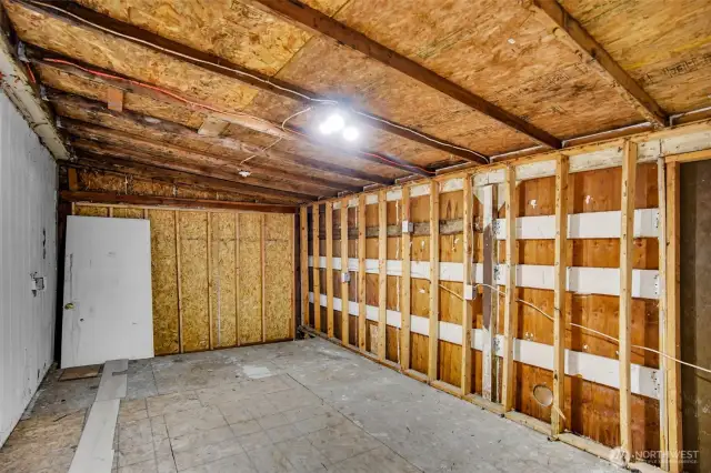 Interior view of detached garage.