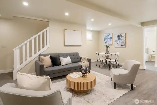 Basement has tons of space with smart, open floor plan