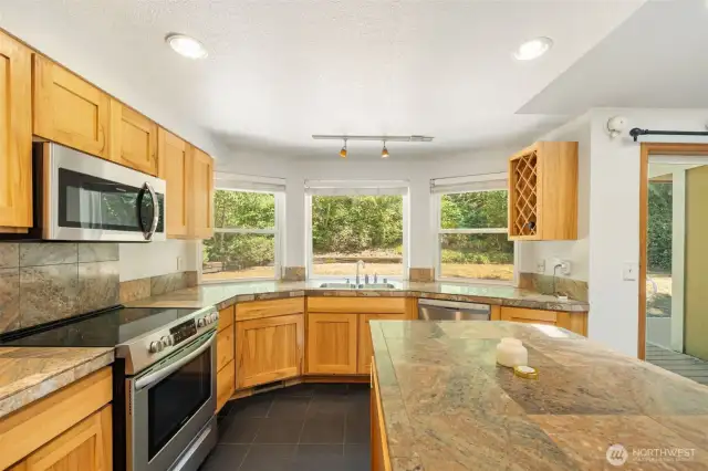 Open kitchen witih lots of natural light