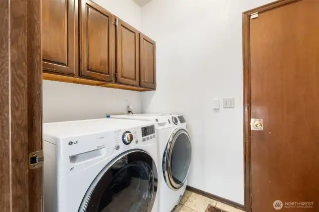 Laundry room that connects into the garage.