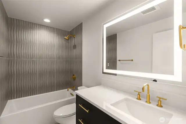 ADU tiled full bath with heated floors
