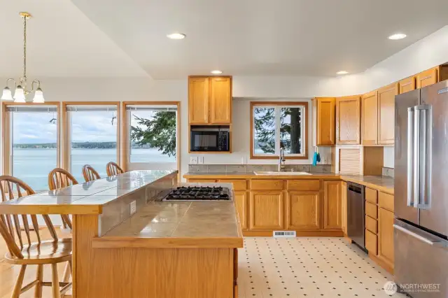 Looking at all the storage and counter space in the kitchen.