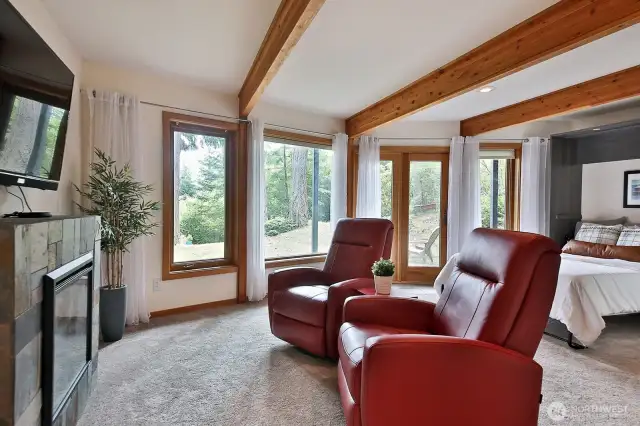 This is your view as you come down the  stairs. You have a glass door as a separate  entrance. The door to the garage is just beyond the left edge of this photo. The storage closet and access to the crawl space is behind you.