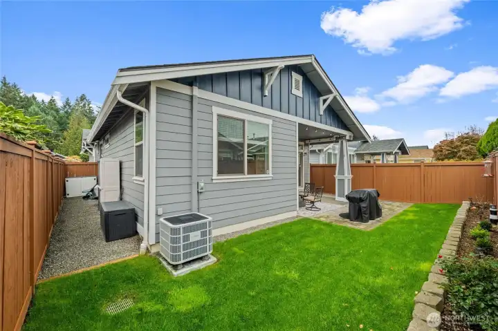 Easy to maintain yard with plenty of space.