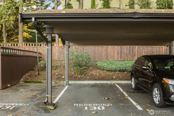 2 parking spots: one covered + one uncovered