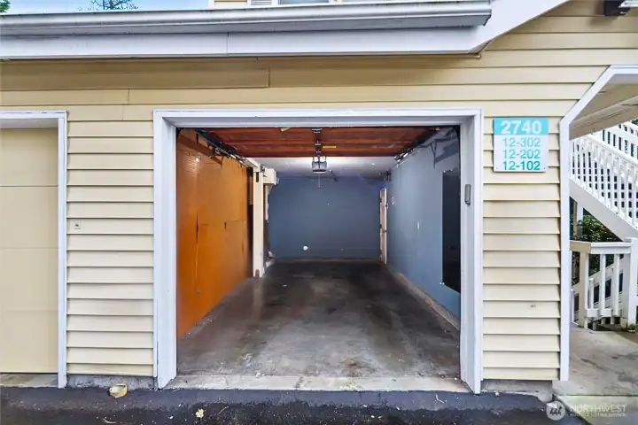 Attached garage.