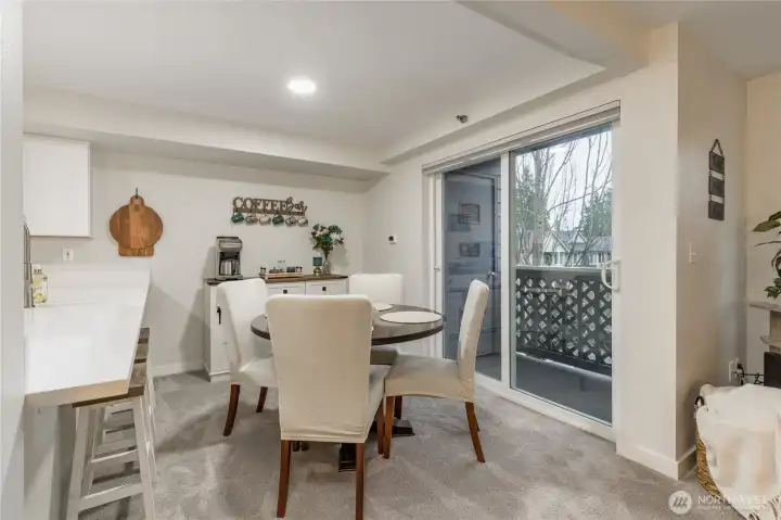 Dining room connects to your private balcony