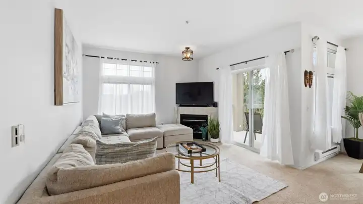 Enjoy peaceful mornings with balcony access just steps from your living room.