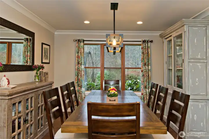 Formal dining room with space for a large table.