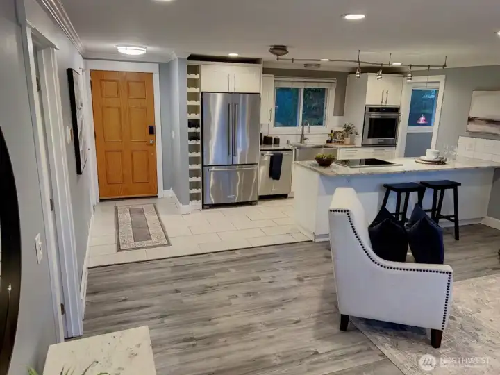 Kitchen and living space.