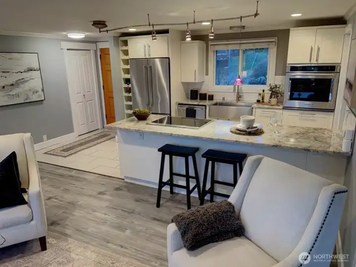 Kitchen and living space.