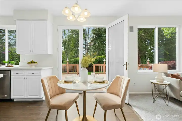 Upgraded glass French doors add elegance & charm