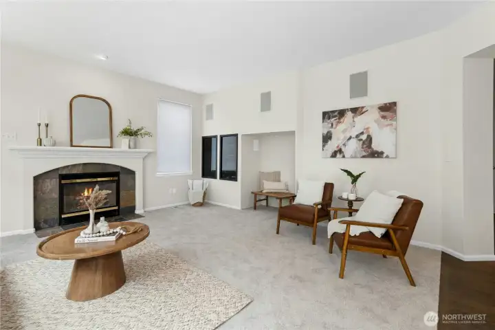 Cozy family room seamlessly connected to the kitchen