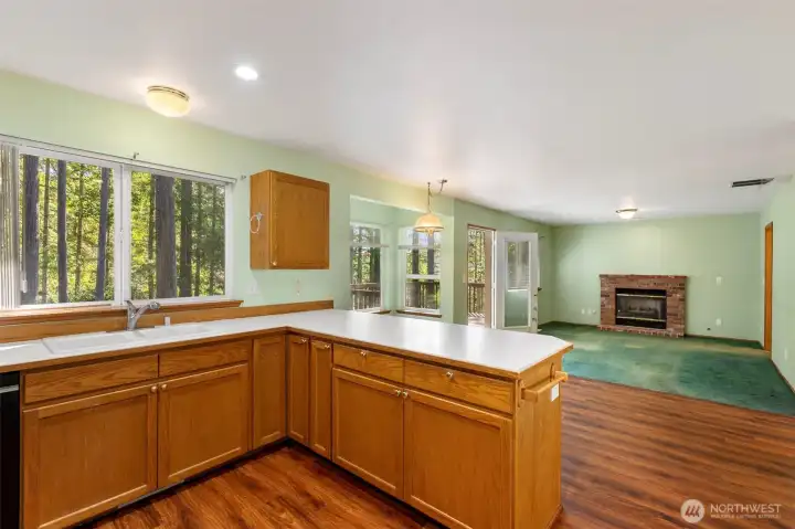 Stay involved in the conversations going on in the family room from the kitchen!