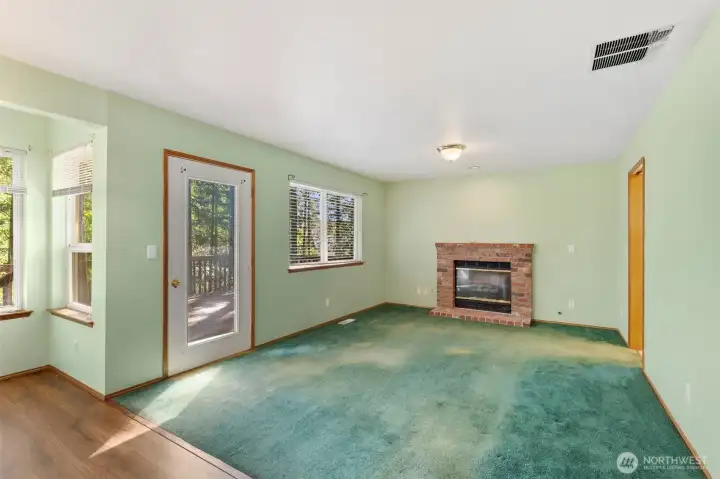 cozy gas fireplace in family room