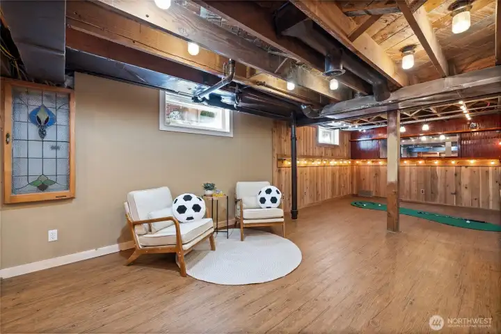 Partially finished basement.