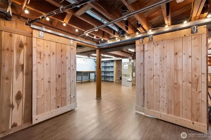Custom Barn doors can open and close to divide the space
