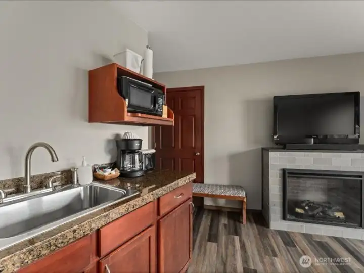 In the evenings, curl up by the fireplace or step out onto your private balcony & take in the peaceful waterfront setting. In the evenings, curl up by the fireplace or step out onto your private balcony & take in the peaceful waterfront setting.