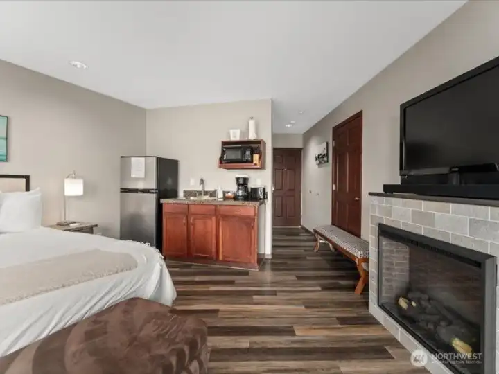 Open concept studio suite. Open concept studio suite.