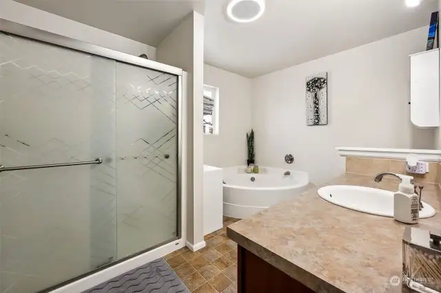 Primary bath with walk in shower.
