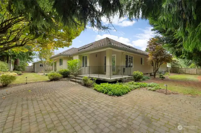 Lovely rear yard with patio off family room.