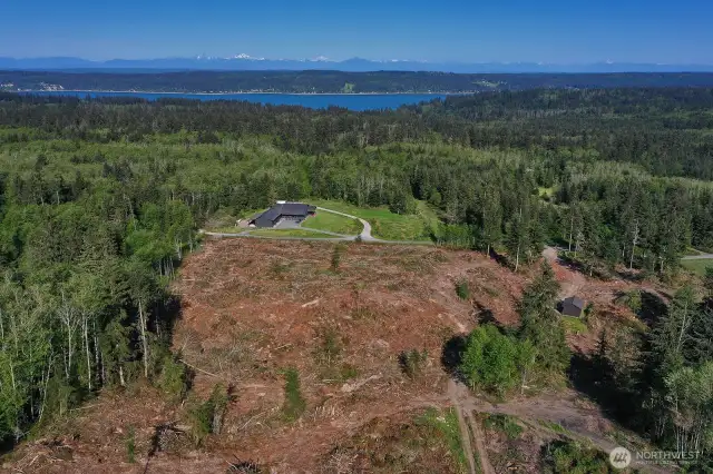 Halfway down the property from a drone.
