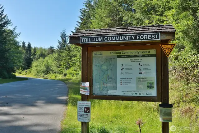 The Trillium trail system is located adjacent to the community with miles of hiking, biking  and horseback trails.