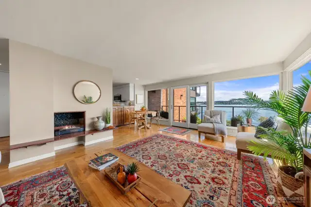 Fireplace and large living room