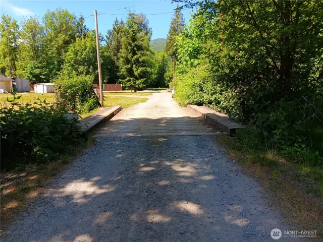 Single lain bridge approaching the property on the immediate right