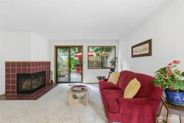 living room with fireplace